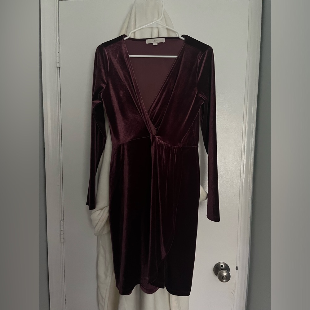 Loft velvety holiday faux wrap dress